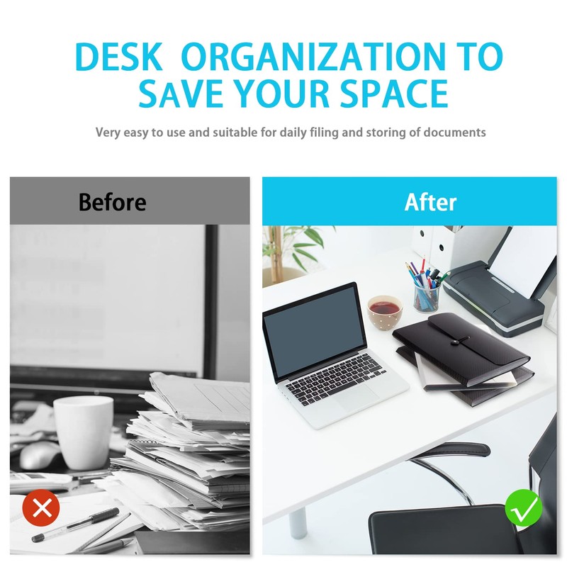 Nicfaec Expanding File Folder, 13 Pockets, Light Blue, Polypropylene for