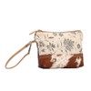 Myra Bag Floret Upcycled Canvas & Cowhide Wristlet Pouch Bag