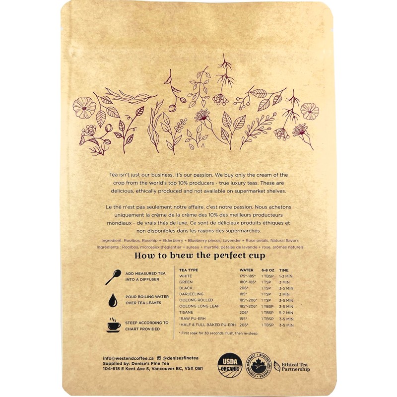 Denise's Fine Tea, USDA Organic, Provence Rooibos, Flavored Rooibos Tea,