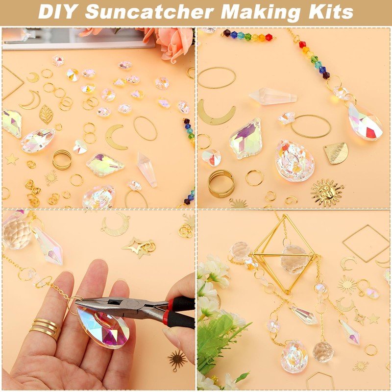 401 Pcs DIY Crystals Suncatcher Kit, Sun Catchers Prism Hanging