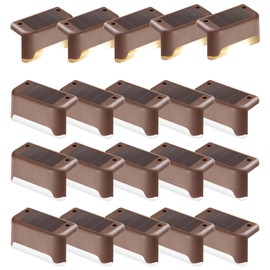 PATIOWIN Solar Step Lights 20 Pack, Solar Powered Deck Lights of Waterproof LED for Stairs, Fence, Yard, Patio, and Pathway (Warm White)