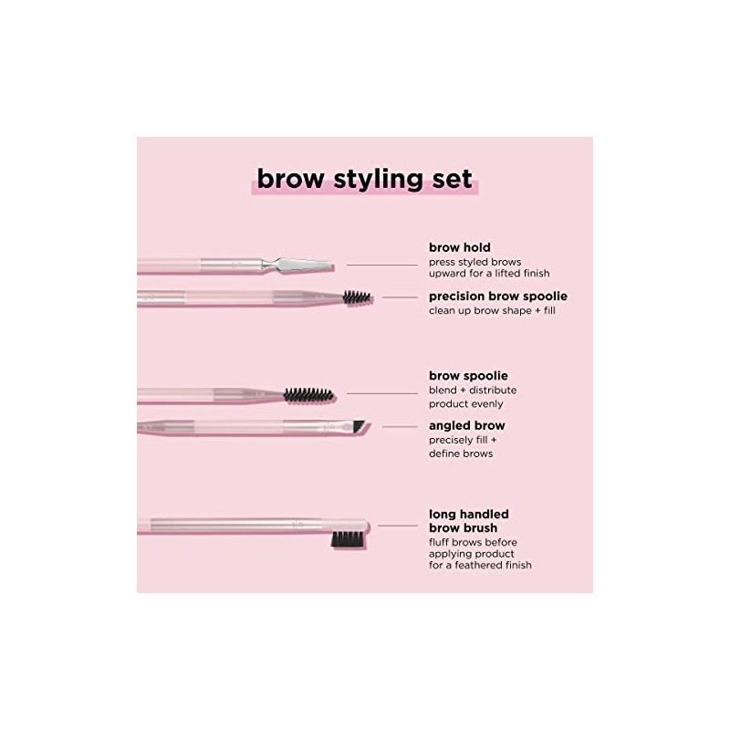 REAL TECHNIQUES, Kit de Brochas para Cejas, Incluye 3 Herramientas