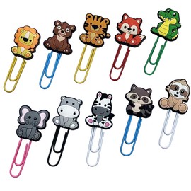 10pcs Cute Animal Paper Clips Bookmark Page Markers - Colorful Desk Organizer for School Office, Teacher Student Gift Supplies (Adults Kids Children)