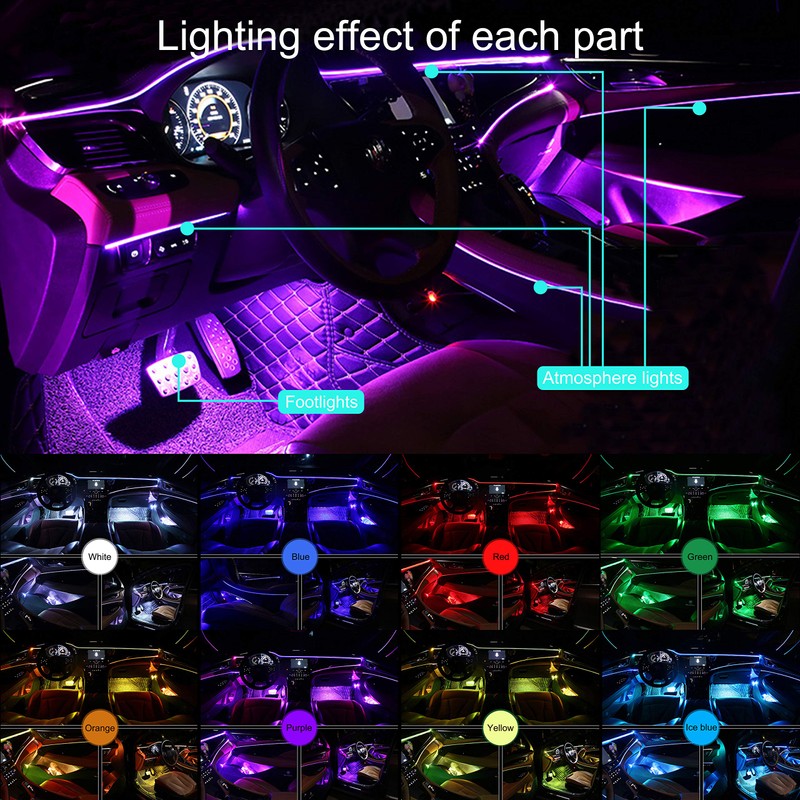 TABEN Car Neon Light Strips, 4-Piece Set with 8 Colours,