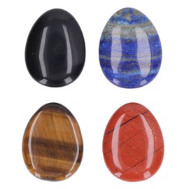 4Pcs Thumb Worry Stone Stress Relief Meditation Small Portable Oval Cabochon Stone for Home Office Outdoor