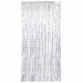 Unique Silver Foil Fringe Door Curtain - 1 Count | Elegant Hanging Decor for Parties & Events