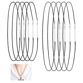 10Pcs Necklace Cord, 2mm Black Leather Adjustable Necklace Waxed Cord with Lobster Clasp, Soft Rope Long Chain Ropes Wax Rope Chain Braided String Fine for DIY Pendant Making Bracelet Necklaces