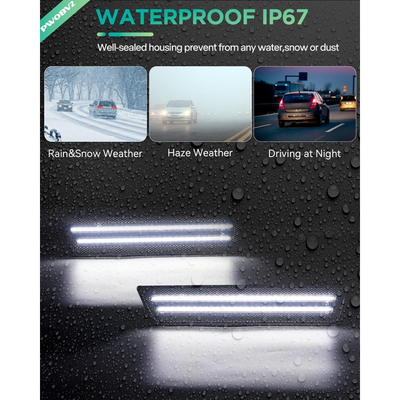 PWOBVZ Dynamic White LED Side Marker Lights Compatible for Dodge