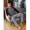 Litherday Men's Long Checked Pyjamas Set with Crew Neck Cotton