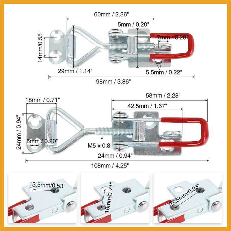 Partuto Car Pull Latch Toggle Latch Clamp Hasp with Hole