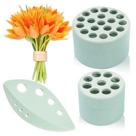 Leeneen 2PCS Spiral Ikebana Stem Holder,Hanataba Flower Arranger Twist,DIY Bouquet Twister for Flowers Stems of Various Sizes wiht Herb Stripper(Small&Large) (green)