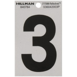 Hillman 840784 3" Black and Silver Reflective Poly-Film Adhesive Number 3