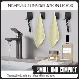 Beekeg Pack of 2 Stainless Steel Towel Holders without Drilling + 2 Razor Holder Shower Universal Wall Hooks for Bathroom Bedroom Kitchen