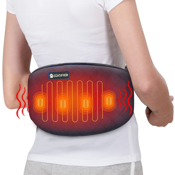 Comfier Heating Pad with Massager, Lower Back Massager for Back Pain with 2 Heat Levels & 3 Massage Modes, Heated Waist Massage Belt for Abdominal, Lumbar,Fit for Women,Men