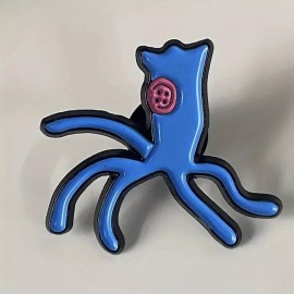 Coraline Stuffed Toy Enamel Pin - Blue Octopus Pentopus One Button Eye Laika