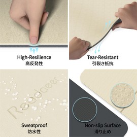 Readaeer Foldable Yoga Mat for Travel Folding Yoga Mat 6mm Thick with Carrying Bag, Non-Slip TPE Exercise Pilates Mat for 72" L x 24" W x 0.24 Inch (Beige)