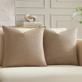 Meekio Set of 2 Light Camel Pillow Covers 18 x 18 inches Decorative Throw Pillow Covers Textured Pillow Covers for Home Decor