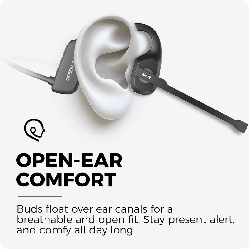 Open Ear Headphones with Mic, 32g Bluetooth Headset with Microphone,