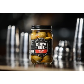 Dirty Sue Pimento Stuffed Olives - 16oz Mason Jar | Perfectly Stuffed with Premium Pimentos | Imported From The Finest Olive Regions | Perfect For Any Party or Charcutier Board