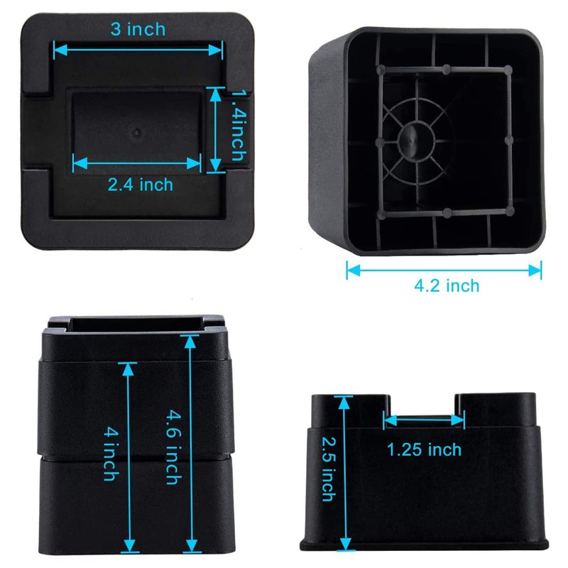 BTSD-home 2 Inch Heavy Duty Bed Risers 4 Inch Adjustable