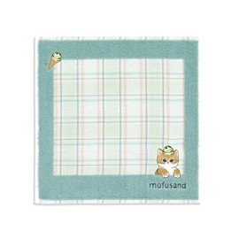Towel Museum mofusand Ice Cream Nyan, Towel Handkerchief, Green, Cute, Gauze Pile, 43-0210080, Approx. 9.8 x 9.8 inches (25 x 25 cm)