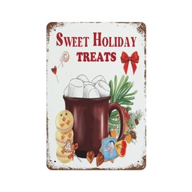 Wodevor Bedroom Decor for Wall Sweets Holiday Treats Aluminum Sign 8"x12" Christmas Candy Cane Metal Tin Sign Hanging Wall Plaque Kitchen