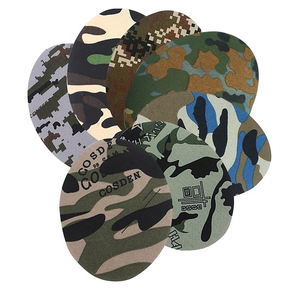 Clyhon 14 Pcs Iron-On Patches, Camouflage Oval Shape Fabric Patches