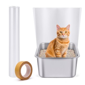 Cat Litter Box Pee Shields, One-Piece Seamless, Cuttable 70.8'' x 15.8'' Oversized Panel, Transparent, Easy to Clean, 16.4ft Super Tape (1PC) Roll It The Opposite Way Before Use