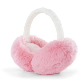 GNEGNI LIFE Foldable Ear Muffs Women, Fluffy Winter Ear Warm Faux Fur Ear Cover Unisex for Men Women Skating Birdwatching Skiing Outdoor Light Pink