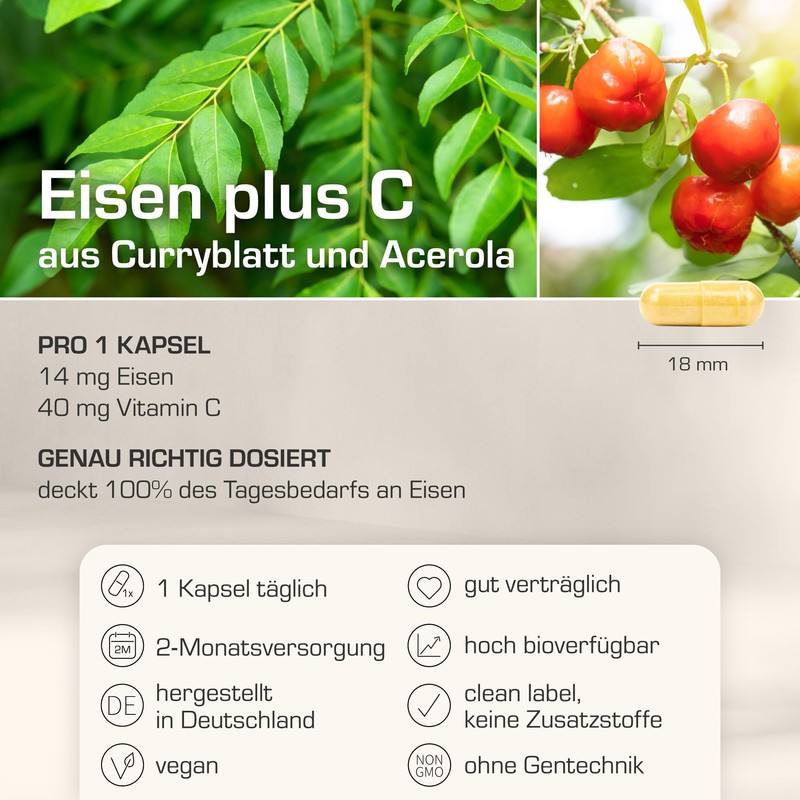Vegetable iron made from curry leaf with 40 mg natural