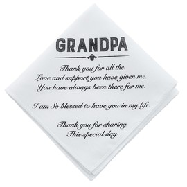 Wedding Handkerchief for Grandpa Gifts Keepsake Gift from Bride, White Handkerchiefs from Grandson, Granddaughter in Perfect Moments