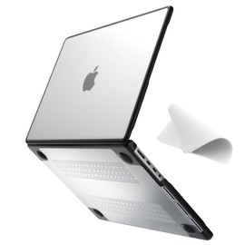 eleger Anti-cracking Case compatible with MacBook Pro 16 inch M4(A3403 A3186) M3(A2991) M2(A2780) M1(A2485) Pro/Max, 2024 2023 2021 Release, Black TPU Bumper & Hard PC Shell, Matte Clear