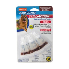 Hartz UltraGuard Dual Action Topical Flea & Tick Treatment for Dogs and Puppies - 61-150lbs, 3 Monthly Treatments