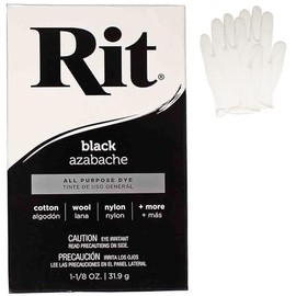 All Purpose Concentrated Rit Dye Powder with Plastic Gloves for Clothing, Décor, and Crafts – Black (1 Pack)
