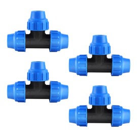 Wzzy Gurden T-Piece PE Pipe Fitting 20 mm x 20 mm x 20 mm Screw Connection PN16 DVGW Drinking Water Certified – Pack of 4, T Piece for Water Pipe for PE80 PE100 Pipes, for Water Supply