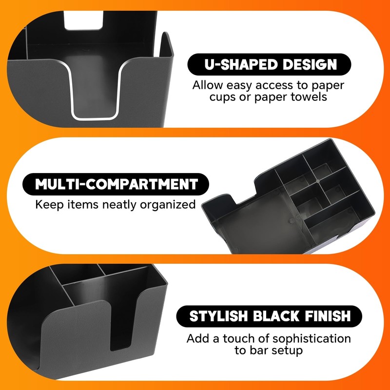 weyleity Bar Caddy with 6 Compartments | Heavy Duty Refillable