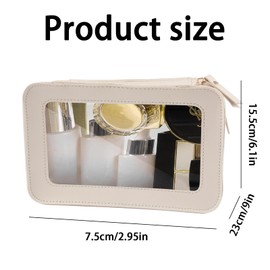 SSKHE Clear Makeup Bag Transparent Cosmetic Case Travel Waterproof Toiletry Organizer with Double Zippers Ideal for Travel Essentials (Beige)