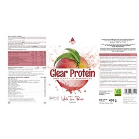 PEAK Clear Protein - 450 g Flavour White Tea Peach, 15 Servings, Clear Whey Protein Isolate + Bioactive Collagen Peptides, Body Balance, Fruity, Refreshing Taste, Sugar-Free