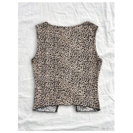 GORGLITTER Girl's Leopard Print Bow Tank Top Cute Crewneck Sleeveless Split Cheetah Tee Brown and Black 9Y