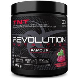 Revolution Nutrition Revolution Nutrition, TNT, Pre-Workout Powder, Pumps & Strength, Extreme Intensity, Hyper Concentrate, Citrulline Malate 2:1, Beta Alanine, Agmatine Sulfate, Caffeine, For Men & Women, 255g, 30 Servings (Sour Cherry Blast, 0.56 Pound)