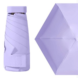 MUNSKT Travel Umbrella,6 Ribs Mini Travel Umbrella Folding Sun Umbrella Windproof Rain Umbrella Strong Lightweight Small Compact Women Umbrellas Small Anti-UV Umbrella for Sun Rain (Purple)