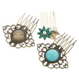 Happyyami 3piezas Peineta Retro de Cristal para Cabello Accesorio Elegante para Boda de Peinetas Laterales Pinza para Novia Peinillo para Fiesta