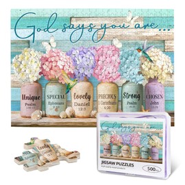 Christian Puzzles Religious Bible Verses Jigsaw Puzzle 500 Pieces for Adults God Says You are Inspirational Wooden Puzzle for Fun Family Game Motivational Toy Educational Intellectual
