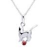 Sears Angel Cat Silver Necklace, Birthstone s-171, Silver, January Garnet