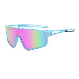ICECONY Polarized Kids Sports Sunglasses Youth UV400 Protection Baseball Golf Cycling Shades Sun Glasses for Boys Girls (LightBlue/Pink)