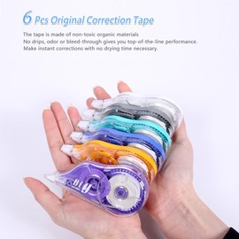 Original Correction Tapes, 12 Meters Long White Out, 6-Pcs