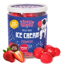 Super Garden Freeze Dried Ice Cream Strawberry With Glaze | Crunchy and Creamy Freeze Dried Candy | Strawberry Ice Cream loved by Kids | Perfect Backpacking Food | No Melting Freeze Dried Dessert for On-the-Go Enjoyment | Space and Astronaut Food | 1.59oz