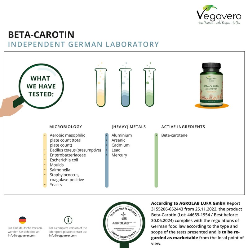 Beta Carotene Vegavero® | 180 Capsules | Tan Accelerator |