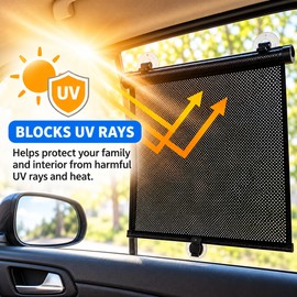 Car Window Shades for Sunlight Control with Suction Cup – Adjustable Blackout Covers for Privacy While Parked, 2-Pack
