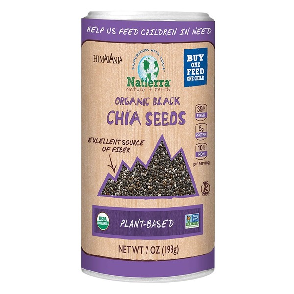 NATIERRA Himalania Organic Black Chia Seeds Shaker | Non-GMO & Vegan | 7 Ounce